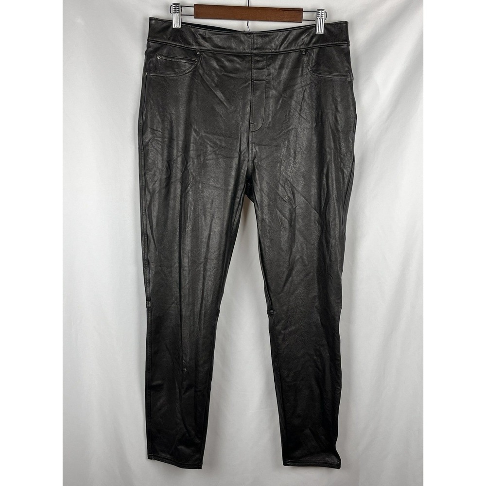 Spanx Faux Leather Like Ankle‎ Skinny Pants Noir (Brown/Black) Stretch XL 20282R